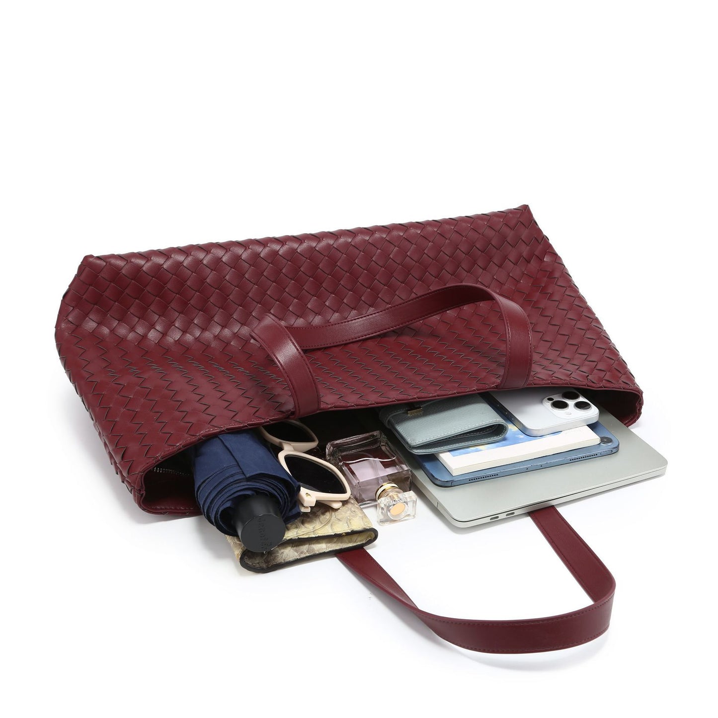 WOVEN TOTE BAG dark red
