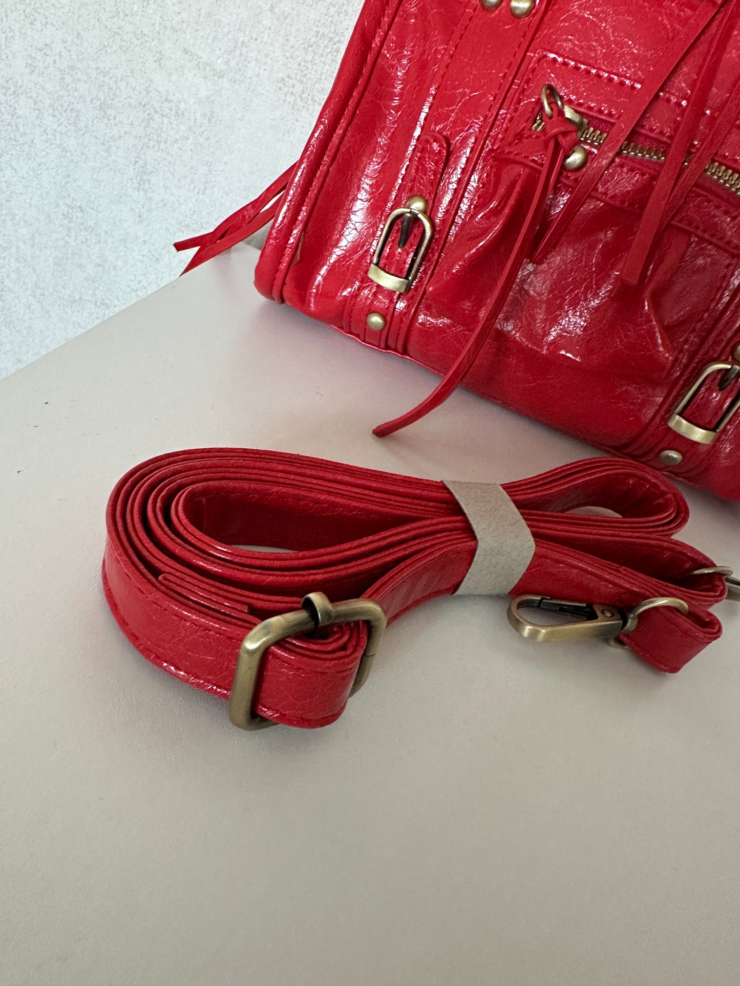 CITY BAG S shiny red