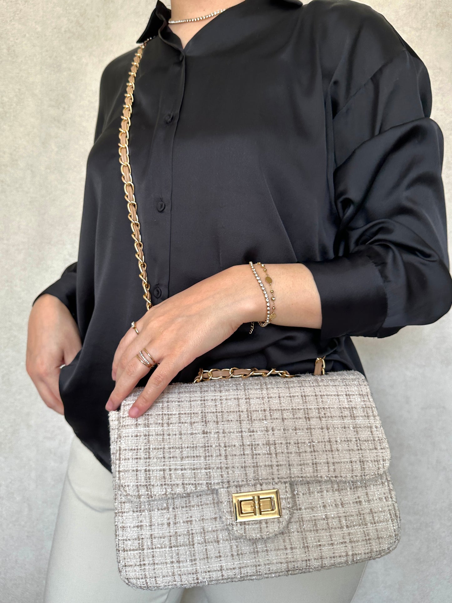 TWEED BAG beige