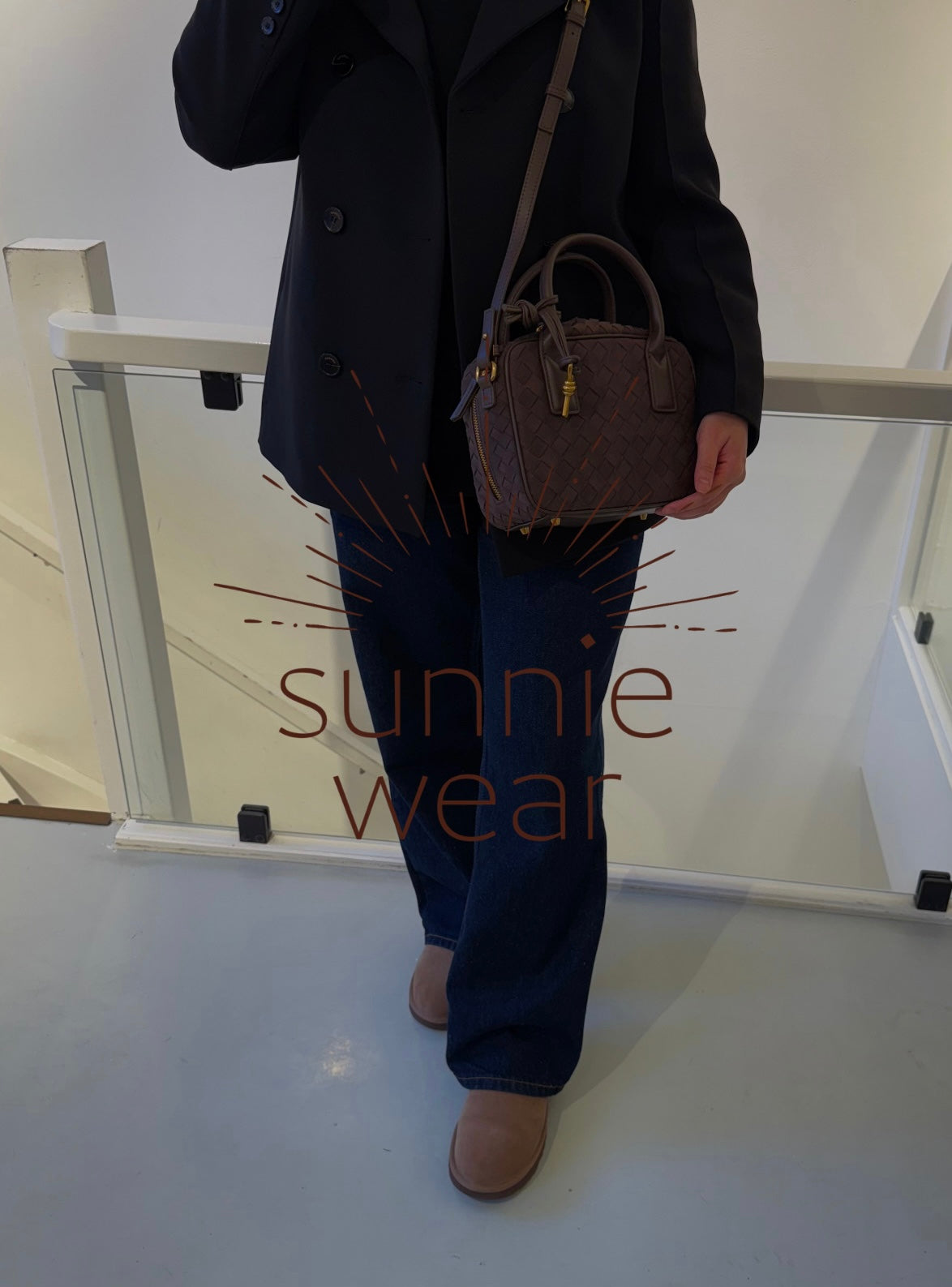 WOVEN GRID BAG cinnamon