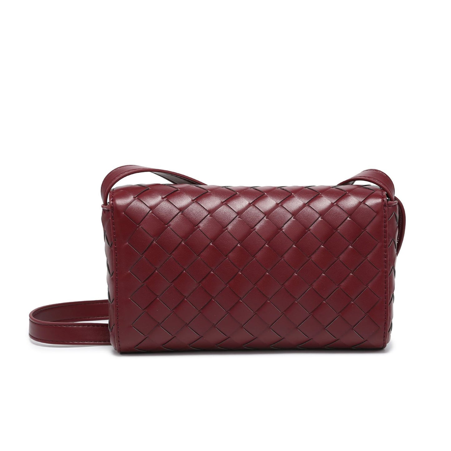 WOVEN FLAP BAG dark red
