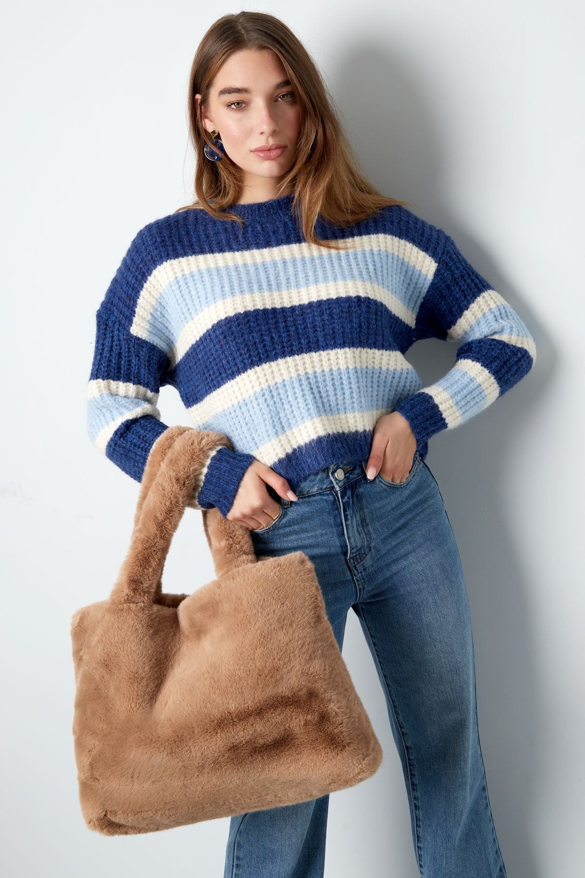 FURRY TOTE BAG beige