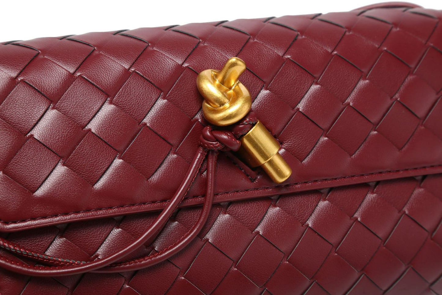 WOVEN FLAP BAG dark red