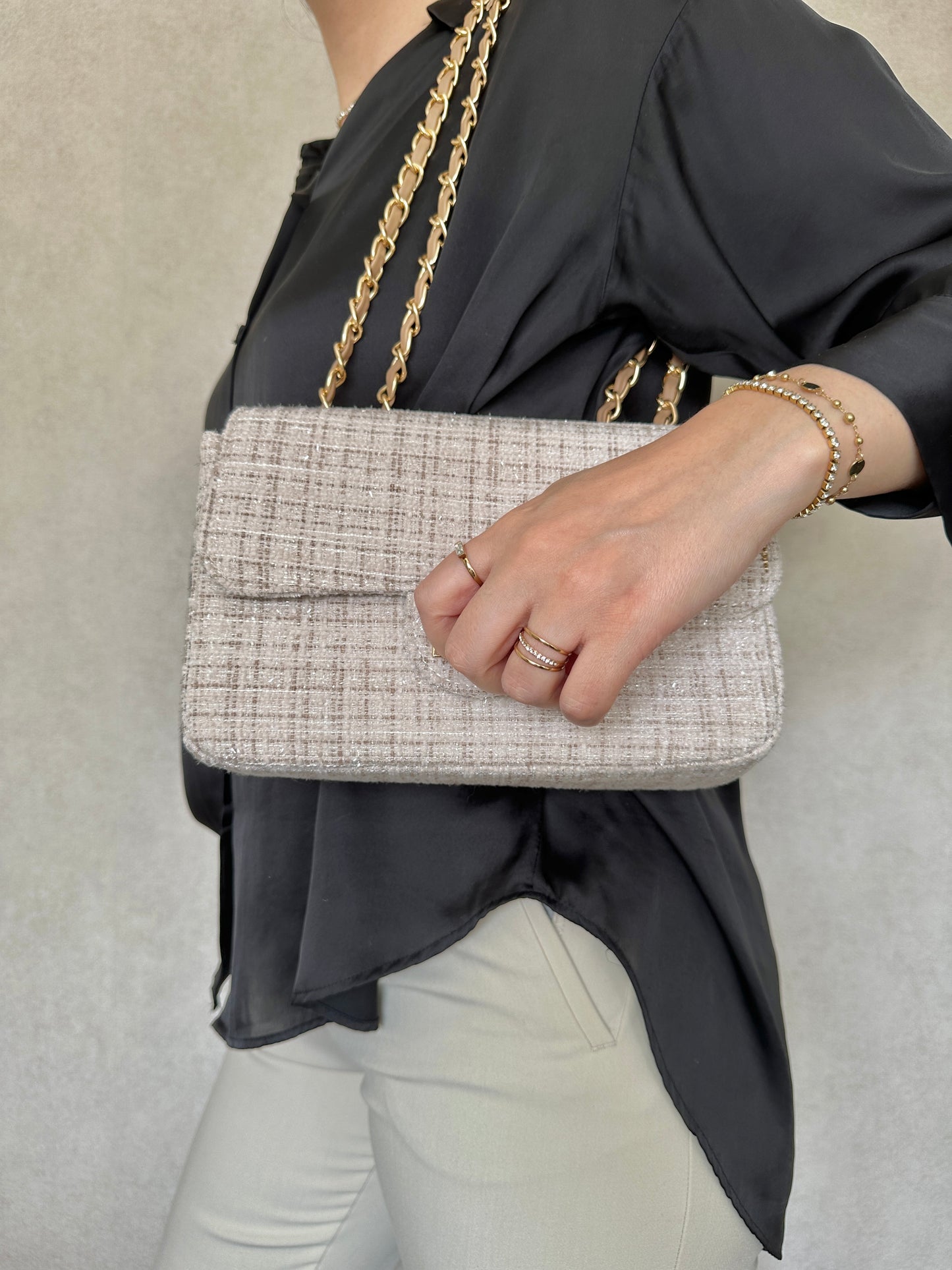TWEED BAG beige