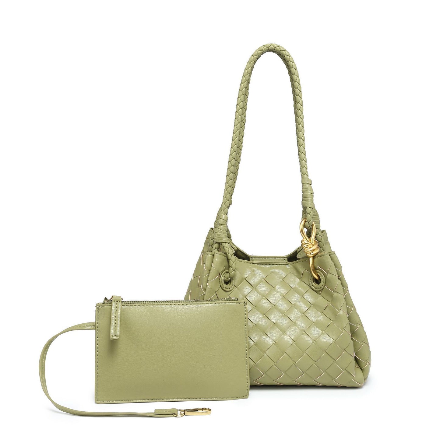 WOVEN PEBBLE BAG matcha
