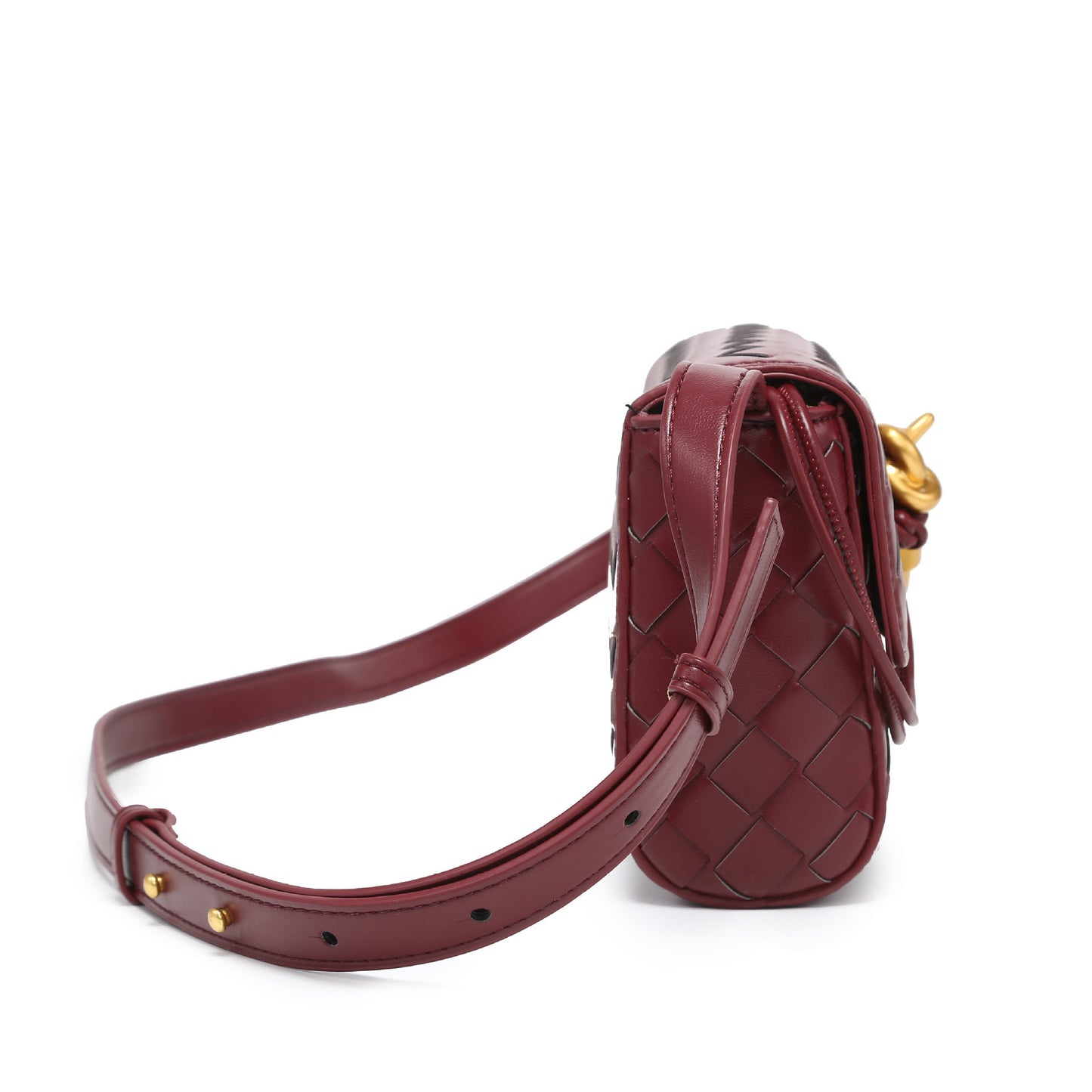 WOVEN FLAP BAG dark red