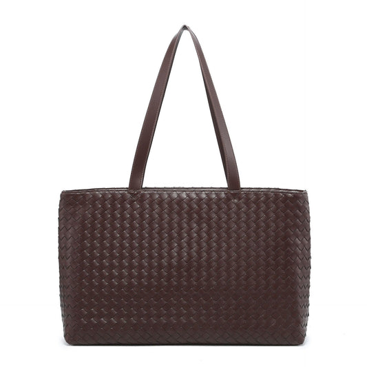 WOVEN TOTE BAG dark brown