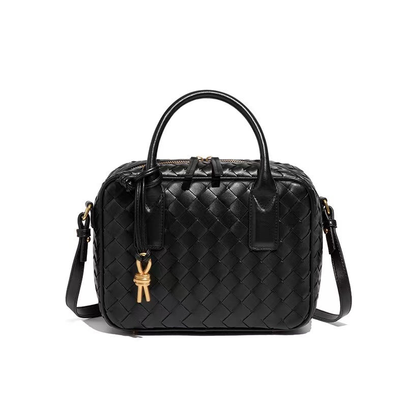 WOVEN GRID BAG black