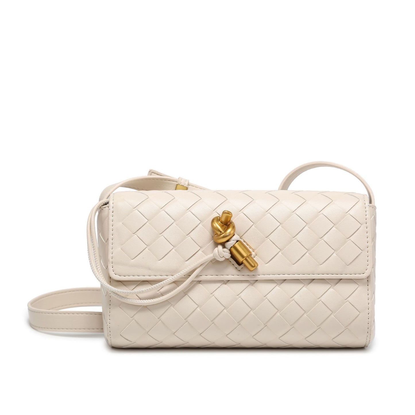 WOVEN FLAP BAG off-white