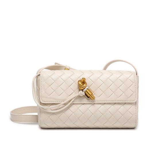WOVEN FLAP BAG off-white