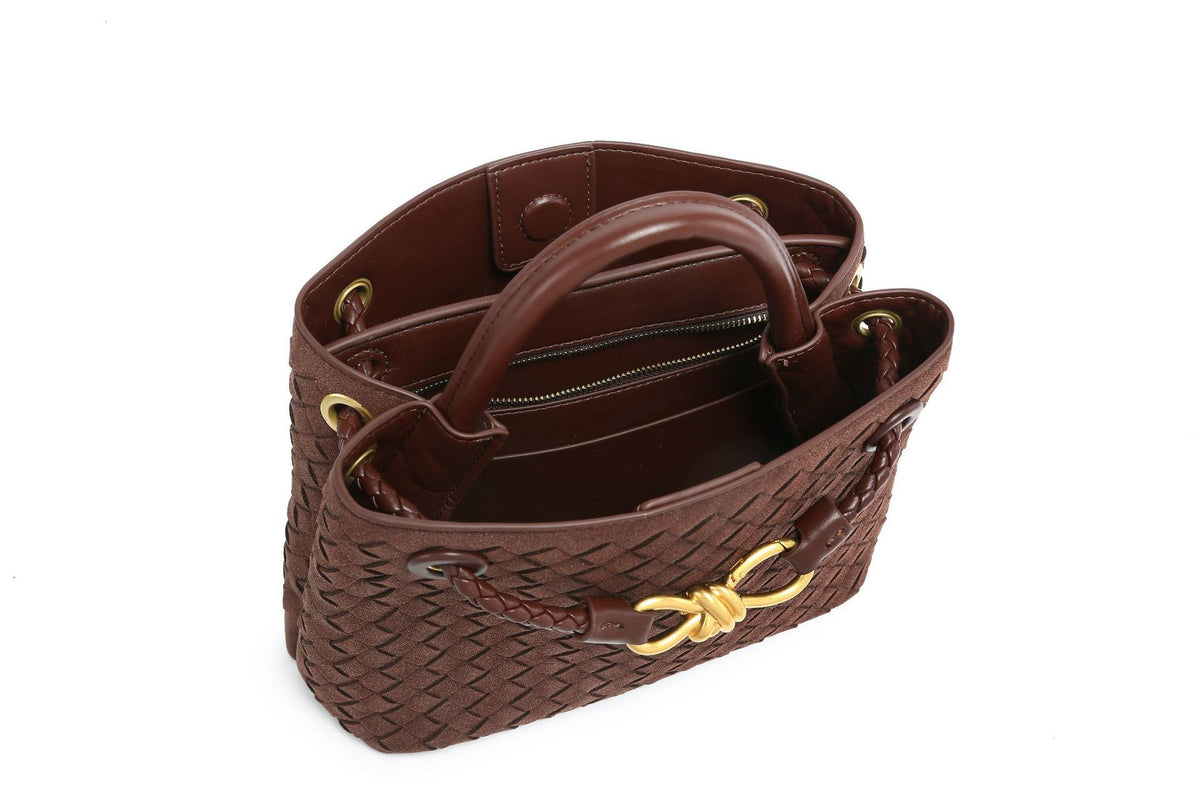 WOVEN VELOUR BAG brown