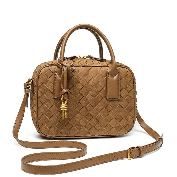 WOVEN GRID BAG cinnamon