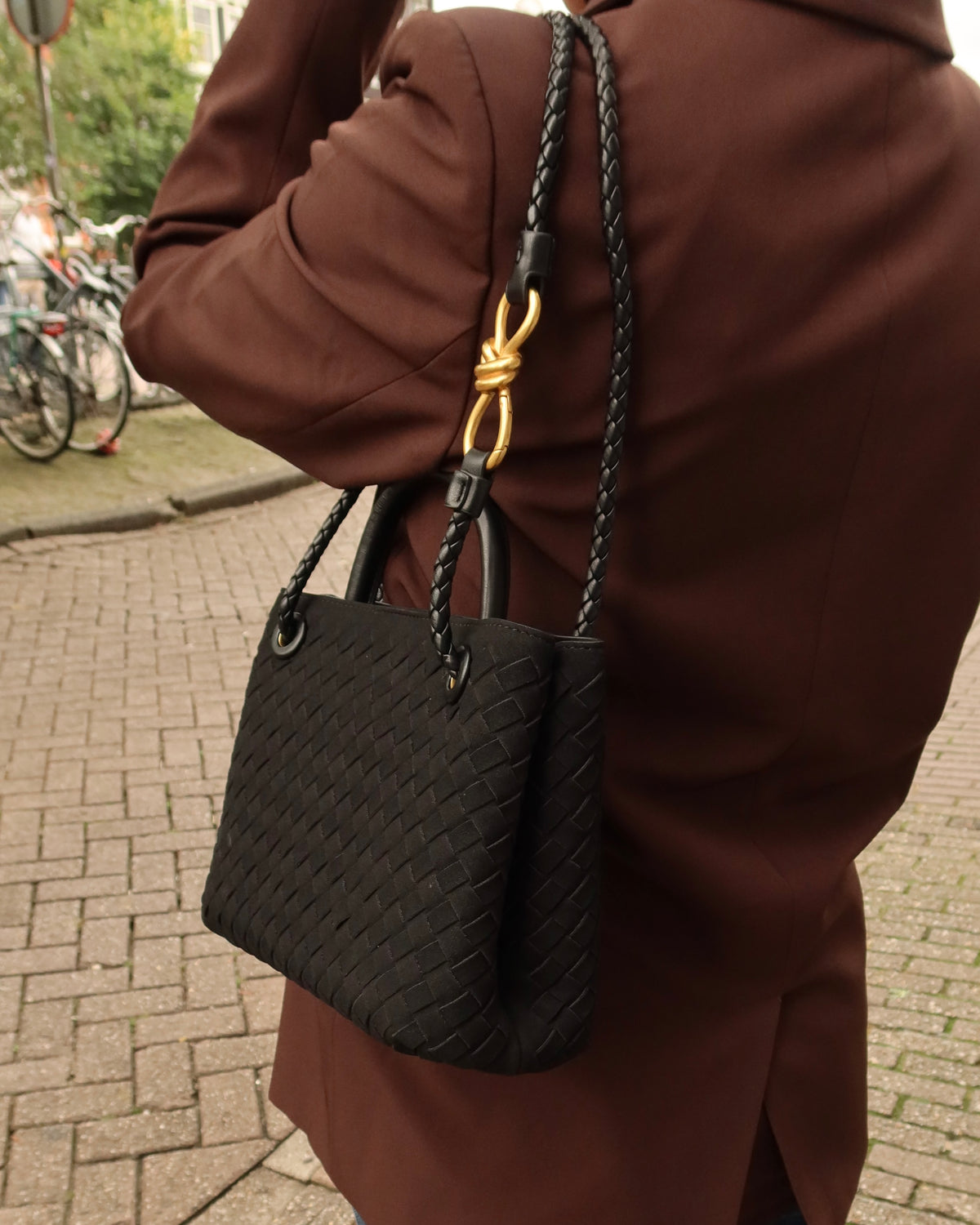 WOVEN VELOUR BAG black