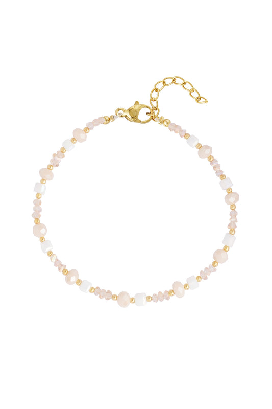 COLOR BEADS ANKLET beige