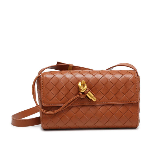 WOVEN FLAP BAG toffee