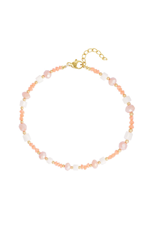 COLOR BEADS ANKLET peach