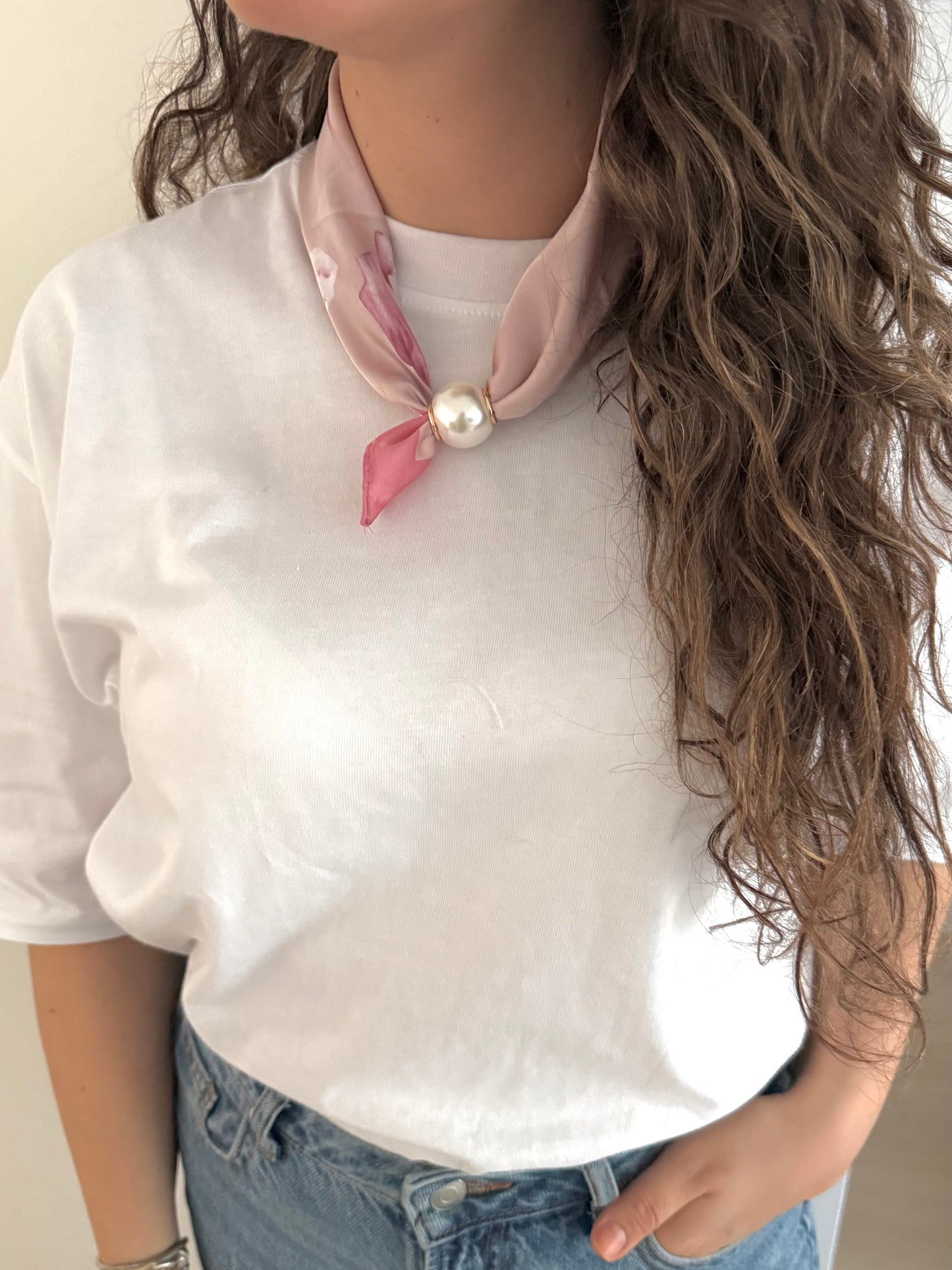 PEARL SCARF pink