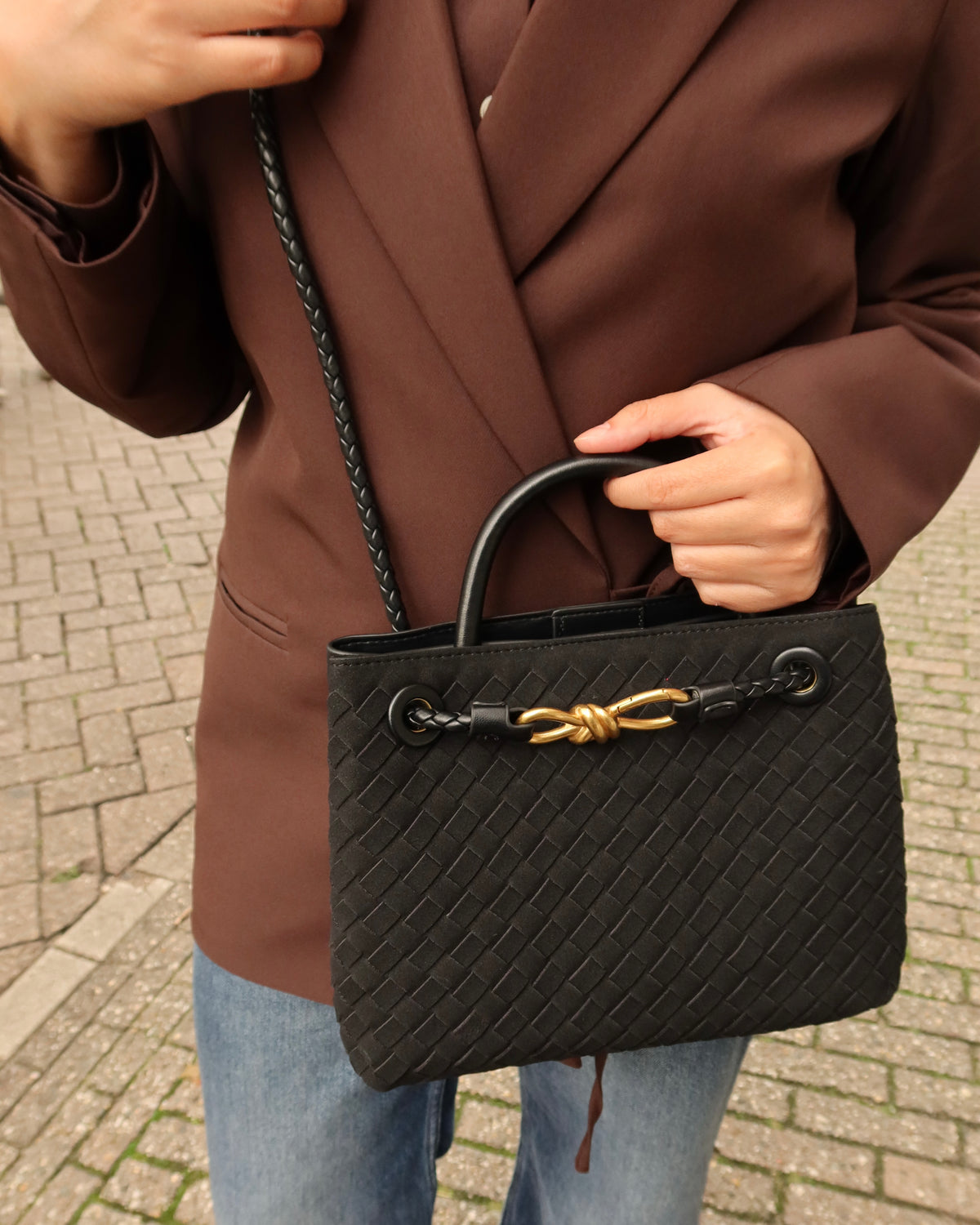 WOVEN VELOUR BAG black