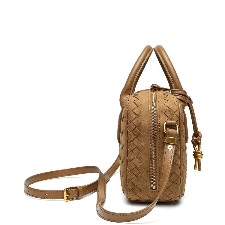 WOVEN GRID BAG cinnamon