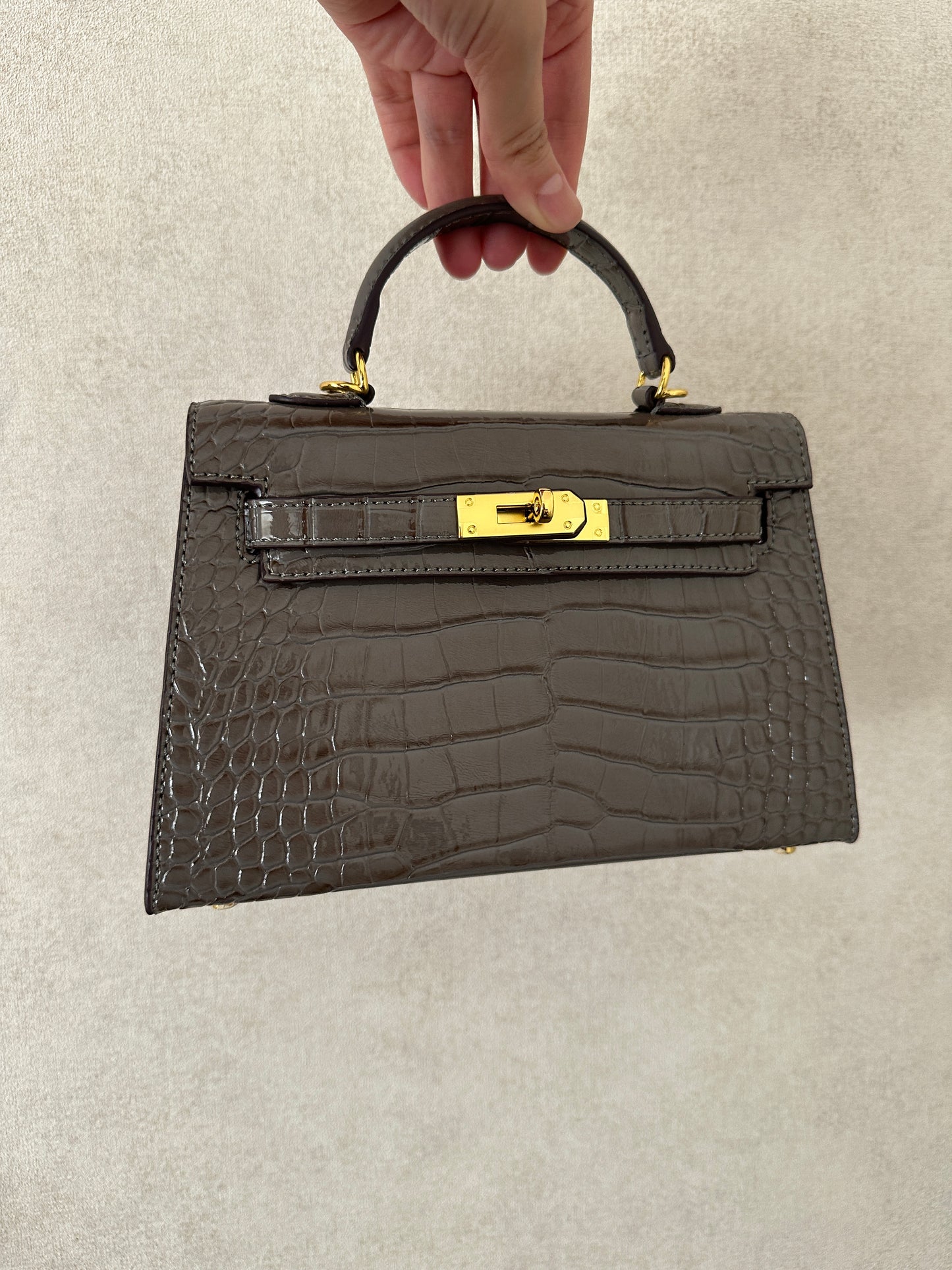 LOLA CROC BAG ash taupe