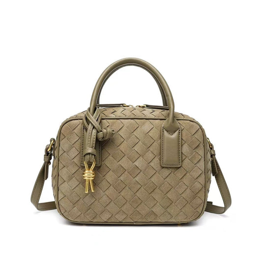 WOVEN GRID BAG soft olive