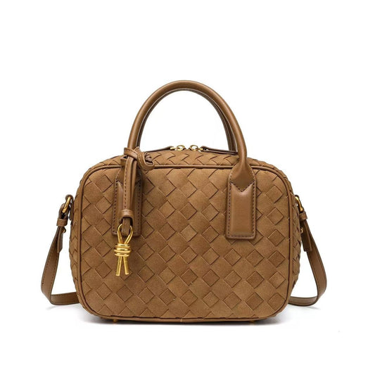 WOVEN GRID BAG cinnamon