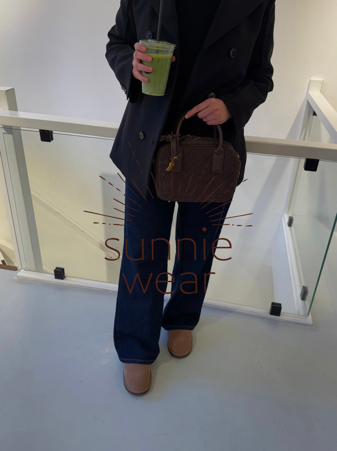 WOVEN GRID BAG cinnamon