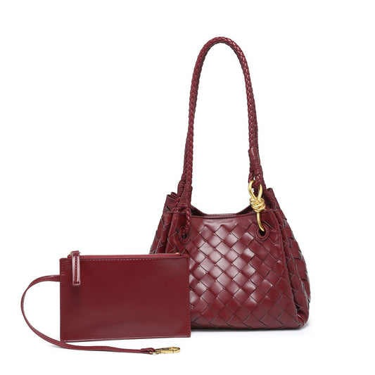 WOVEN PEBBLE BAG bordeaux
