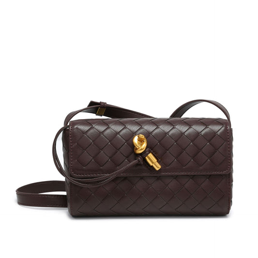 WOVEN FLAP BAG dark brown