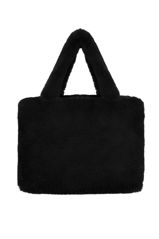 FURRY TOTE BAG black